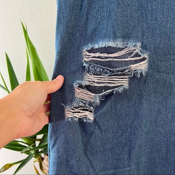 RedFox Distressed Denim Mini Dress - Picture 5 of 7